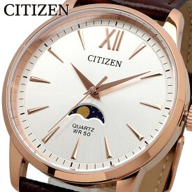 CITIZEN 腕時計 シチズン 時計 ウォッチ ムーンフェイズ Moon phase アナログ クォーツ シルバーダイヤル レザーバンド ビジネス カジュアル メンズ AK5003-05A [並行輸入品]