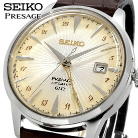 SEIKO 腕時計 セイコー 時計 ウォッチ 【日本製 Made in Japan】 PRESAGE プレザージュ Cocktail Time カクテルタイム GMT アイボリーメタリックグラデーション レザーバンド SSK041J1 [並行輸入品]