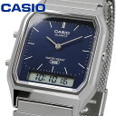 CASIO アナデジ ANA-DIGI クオーツ 腕時計 ヴィンテージシリーズ AQ-230EM-2A メッシュメタルバンド ユニセックス デュアルタイム ネイビー 海外モデル [並行輸入品]
