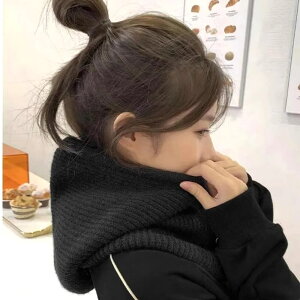 【毎日当日発送】 バラクラバ ニット リブ ケーブル編み 付けフード 帽子 厚手 暖か 防寒 ネックウォーマー マフラー 黒 赤 原宿系 韓国 春夏秋冬 レディース メンズ ユニセックス スノーボ