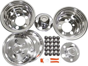 ホイールライナー ホイールカバー ブルーテックキャンター 16インチ 5穴 PCD 208 5.5K-16 116.5mm ステンレス 汎用 メッキ ホイール カバー 前後 四輪セット 2トン タイヤ カバー いすゞ 日野 三菱 ホ