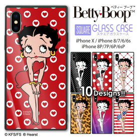 耐衝撃 iPhone ケース スクエア型 スマホケースベティー ブープ(TM) スクエアガラスケース Betty Boop(TM) ベティーちゃん キャラクター 正規品 四角 スクエア型 耐衝撃 背面ガラス 強化ガラス iPhone ケース TPU ハードケース iphone8 ケース iPhone