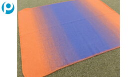 プランプ ラムウール使用 高品質ペット用ブランケット「パティーケット」オレンジ×ブルー 75cm × 95cm 犬 猫 毛布 プレゼント