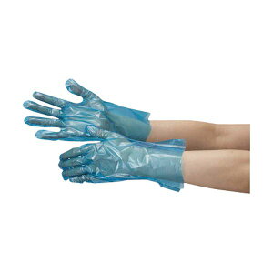 〔まとめ〕 ミドリ安全 ポリエチレン使い捨て手袋 厚手 外エンボス 青 L VERTE-566N-L 1箱 (200枚) 〔×2セット〕 使いきり手袋