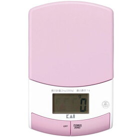 クッキングスケール 計量器 約縦16×横10×厚さ2.2cm 薄型 2kg計量 ピンク デジタル コンパクト 貝印 キッチン 台所