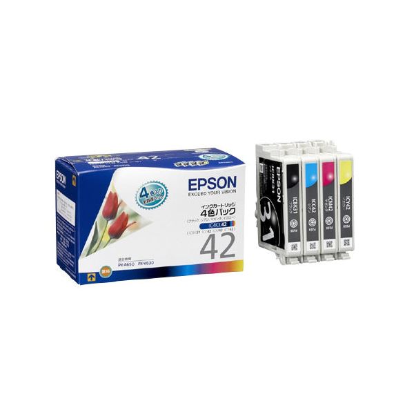 （まとめ） エプソン インクカートリッジ IC4CL42 4色【×3セット】 インクカートリッジ