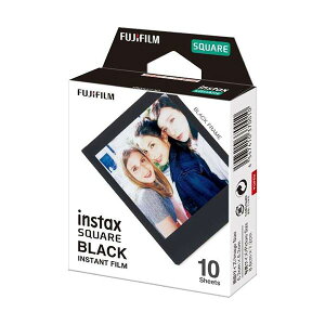 （まとめ）富士フイルム インスタントカラーフィルムinstax SQUARE ブラック 1パック(10枚)【×3セット】