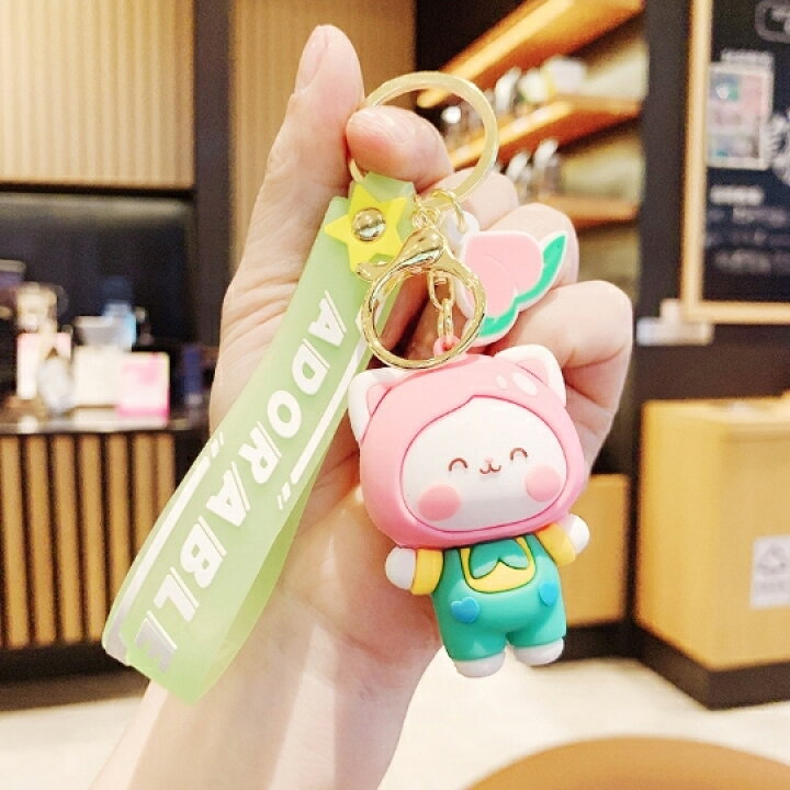 楽天市場】キーホルダー ねこちゃん 韓国雑貨 動物 かわいい 被り物 
