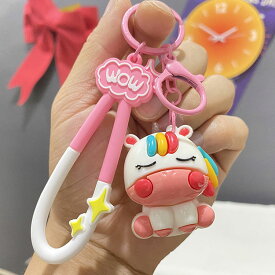 キーホルダー 韓国雑貨 カラフル レインボー うし かわいい カウ キーチェーン 携帯ストラップ キーリング 飾り 雑貨 小物 フィギュア プレゼント 景品 キャラクター 学生 おしゃれ 誕生日 かばん カギ 韓流雑貨 ポッポ 大阪 鶴橋 コリアンタウン