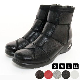 【サイズ交換送料無料】ブーツ レディース ショートブーツ ブラック スクエアトゥ ストレッチ 外反母趾 おしゃれ 幅広 履きやすい 歩きやすい 送料無料 美脚 やわらかい 黒 秋冬 ジップ 40代 50代 60代 70代 80代 プレゼント ギフト 疲れにくい ミドル ヒール ポポラーレ