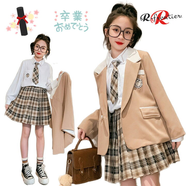 楽天市場】4点セット 卒業式 スーツ 女の子 小学生 150 160 卒服 韓国 