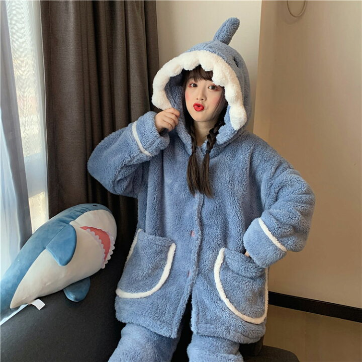 楽天市場】着ぐるみ パジャマ サメ 大人用 もこもこ パジャマ 可愛い 
