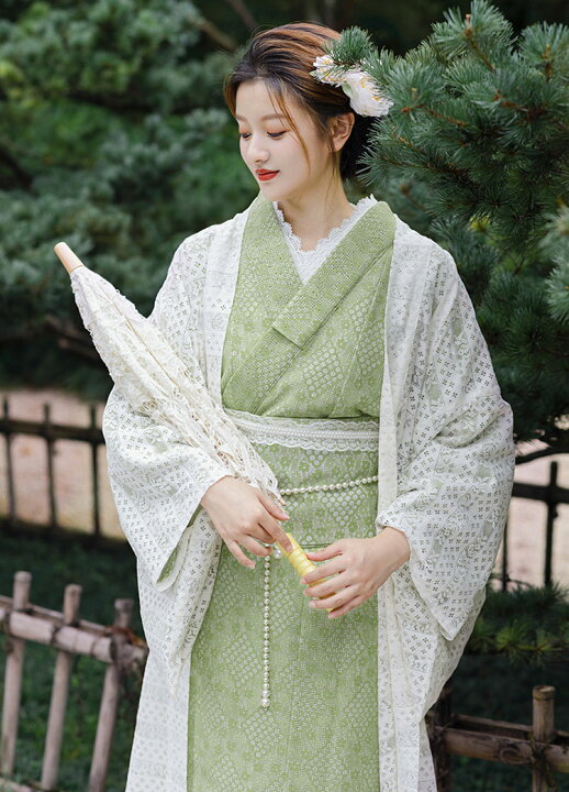 緑の麻の葉 絞り 浴衣 グリーン 花火（楽天市場】レース 浴衣 大人 3点  