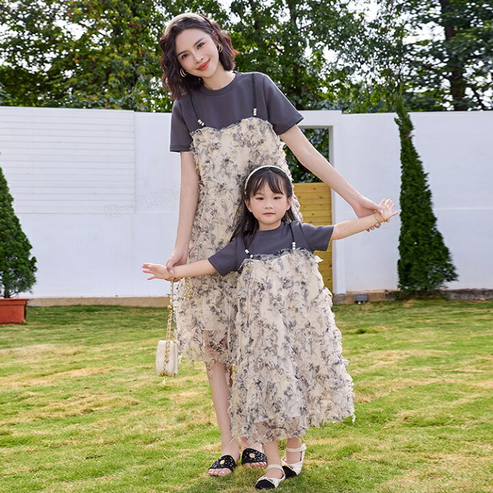 楽天市場】リンクコーデ 親子 セット 夏 親子ペア ワンピース 重ね風