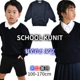【送料無料】スクールセーター wool30% ニット セーター 制服 洗える 学生服 男女兼用 ウール混 無地 紺 男の子 女の子 男児 女児 キッズ ジュニア ネイビー 子供服 Vネック 100cm 110cm 120cm 130cm 140cm 150cm 160cm 170cm 男子 女子 小学生 高学年 中学生 高校生 通学