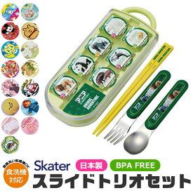 【 50%OFF★在庫限り 】SKATER スケーター スライドトリオ お弁当 食洗器対応 お名前シール付き お箸 スプーン フォーク 3点セット ケース付き スライドケース 給食 ランチ 女の子 男の子 キッズ 子供 幼児 幼稚園 保育園 小学生 BPAフリー BPA-Free