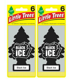 Little Trees リトルツリーエアリフレッシュナー Black Ice ブラック・アイス 6枚パック × 2パック Made in USA 車用 芳香剤