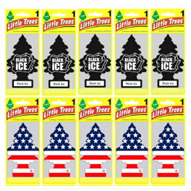 Little Trees リトルツリー ブラック・アイス 5枚+スターズ＆ストライプス 5枚 Made in USA 車用 芳香剤