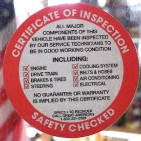 SAFETY CHECKED Sticker レッド アメリカ整備用ステッカー