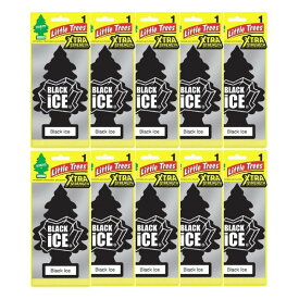 Little Trees リトルツリー エアフレッシュナー エクストラストレングス ブラックアイス 10枚セット 車用 芳香剤 BIGサイズ