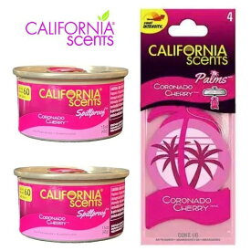 CALIFORNIA SCENTS カリフォルニア・センツ Organic Air Freshener コロナドチェリー2缶+コロナドチェリーハング4枚パック 車用 室内用