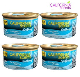 CALIFORNIA SCENTS カリフォルニア・センツ Organic Air Freshenerカリフォルニアクリーンエアーフレッシュナー 4缶セット 純正リッド1枚付き 車用 室内用