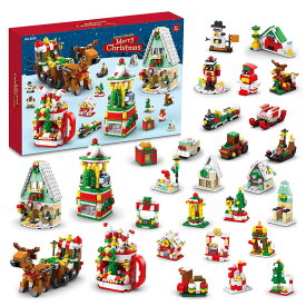 クリスマス アドベントカレンダー 2023 クリスマスがテーマの組み立ておもちゃ クリスマスまで 24 日のカウントダウン カレンダー クリスマス ストッキングの詰め物 対象年齢 4 5 6 7 8-12 歳 (クリスマスのそり)