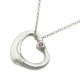 【本物保証】 新品同様 ティファニー TIFFANY & Co. オープンハート ネックレス シルバー925 ピンクサファイア SV925 【中古】