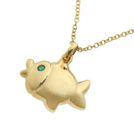 【本物保証】 新品同様 ファラオーネ faraone フィッシュモチーフ ネックレス K18YG イエローゴールド メレエメラルド 魚 かわいい 【中古】