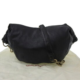 【本物保証】 布袋付 サルヴァトーレ フェラガモ SALVATORE FERRAGAMO チェーンショルダーバッグ ワンショルダー レザー 黒 AB21 3852 【中古】