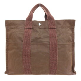 【本物保証】 エルメス HERMES エールライン トートMM トートバッグ ハンドバッグ キャンバス ブラウン 【中古】