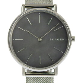 【本物保証】 箱・保付 超美品 スカーゲン SKAGEN メンズ クォーツ 腕時計 メッシュベルト ブラックシェル文字盤 SKW2730 シンプル 希少 【中古】