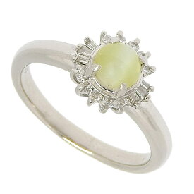 【8/1 P2倍】【大幅値下げ！】 超美品 リング Pt900 キャッツアイ0.93ct ダイヤ0.14ct ネコ目 12号 【中古】 ノーブランド No brand