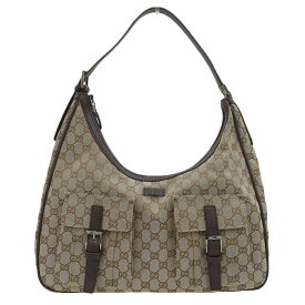 【本物保証】 超美品 グッチ GUCCI GGキャンバス ロゴ ワンショルダーバッグ 114266 2123 ベージュ ブラウン 【中古】