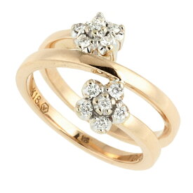 【8/1 P2倍】【本物保証】 超美品 ヴァンドーム青山 VENDOME AOYAMA リング K18PG メレダイヤモンド0.16ct 花 フラワー かわいい オシャレ 7号 5.1g 【中古】