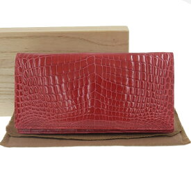 【8/1 P2倍】【本物保証】 未使用 JRA 二つ折長財布 クロコダイル レッド 無双 【中古】 ノーブランド No brand