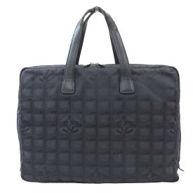 【8/1 P2倍】【本物保証】 シャネル CHANEL ニュートラベルライン ブリーフケース ハンドバッグ ナイロンキャンバス 黒 シール付 7番台 A15974 【中古】