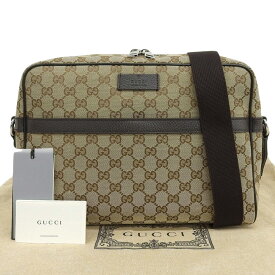 【本物保証】 布袋付 新品同様 グッチ GUCCI メッセンジャーバッグ 449173 213317 ショルダーバッグ GGキャンバス 斜め掛け 【中古】