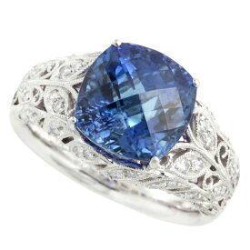 【本物保証】 保付 新品同様 タンザナイト リング タンザナイト7.70ct 7ct up メレダイヤ 0.53ct 19号 ゴージャス ノーブランド No brand 【中古】