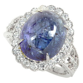 【本物保証】 鑑付 新品同様 天然ゾイサイト リング Pt900 タンザナイト 9.25ct 9ct up メレダイヤ 0.76ct 14号 ノーブランド No brand 【中古】