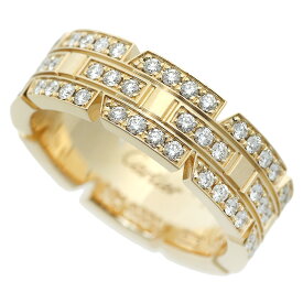 【本物保証】 希少 レア 新品同様 カルティエ CARTIER タンクフランセーズ 3列フルダイヤモンド リング 指輪 K18YG ダイヤモンド #49 9号 【中古】
