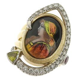 【8/1 P2倍】【大幅値下げ！】 美品 梶光夫 MITSUO KAJI エマイユ エマーユ ミニアチュール リング 指輪 9号 【中古】