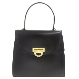 【本物保証】 希少 レア 超美品 セリーヌ CELINE トップハンドル ハンドバッグ レザー ブラック サークルロゴ 半円 ヴィンテージ 黒 【中古】