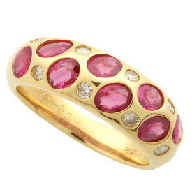 【本物保証】 鑑付 新品同様 リング 指輪 K18YG 天然コランダム メレルビー 1.72ct メレダイヤモンド 0.20ct 11号 ノーブランド No brand 【中古】