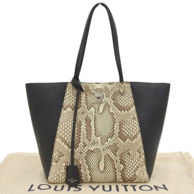 【本物保証】 布袋付 ルイヴィトン LOUIS VUITTON ロックミー カバ トートバッグ レザー パイソン 黒 ブラック シルバー金具 ロゴ N92917 【中古】