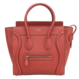 【本物保証】 超美品 セリーヌ CELINE ラゲージ マイクロ ハンドバッグ レザー レッド 167793 【中古】