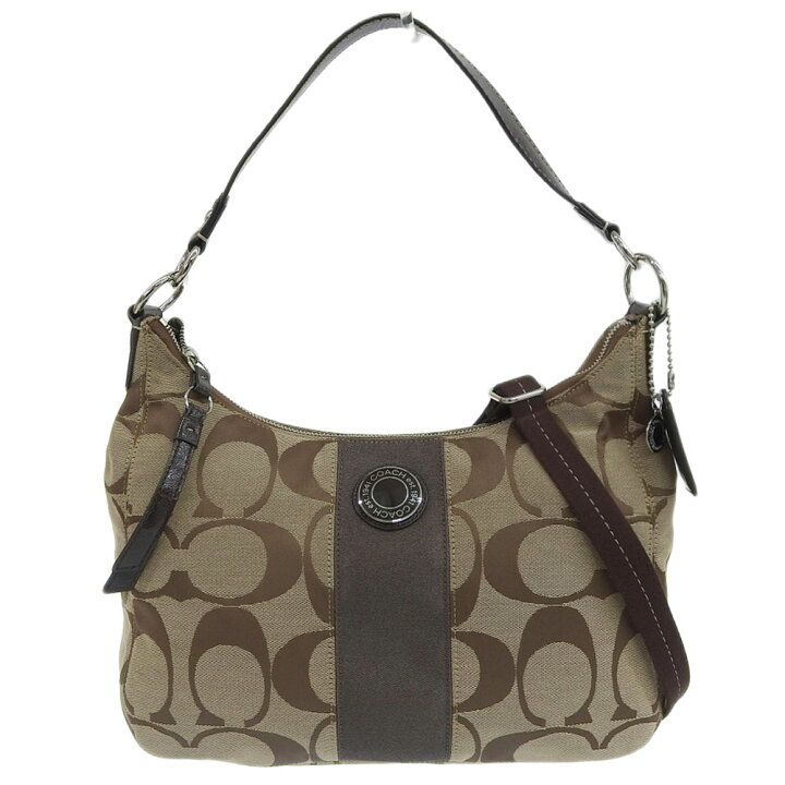 美品】COACH シグネチャー 2WAY ハンドバッグ ショルダー レザー茶 