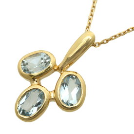 【本物保証】 鑑付 新品同様 ジュエリーマキ JEWELRY MAKI ネックレス K18YG ブルートパーズ 3個 イエローゴールド 上品 シンプル 【中古】