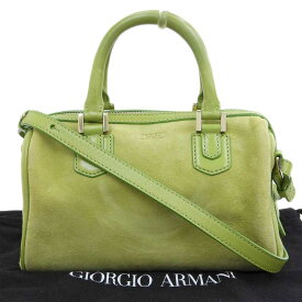 【8/1 P2倍】【本物保証】 布袋付 美品 ジョルジオ アルマーニ GIORGIO ARMANI 2WAY バッグ スエード グリーン 【中古】