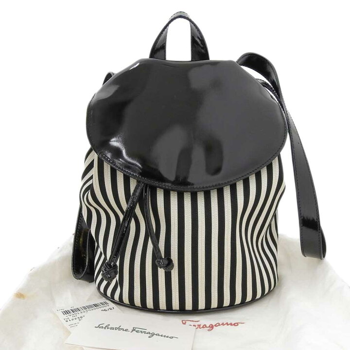 楽天市場】【本物保証】 布袋付 美品 フェラガモ FERRAGAMO ストライプ  